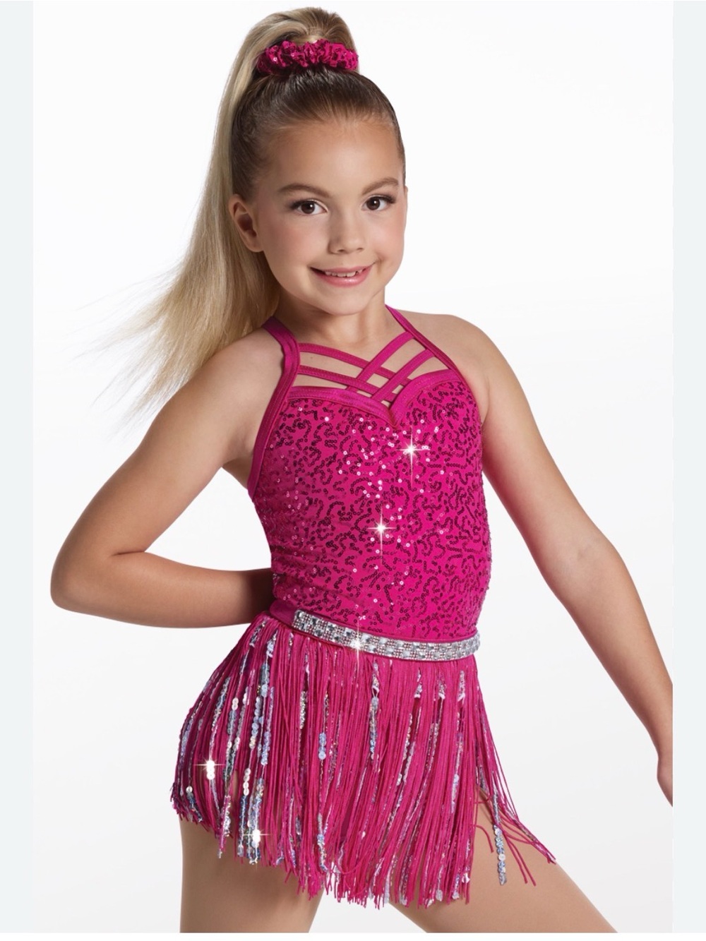 Weissman IC Studio Elite Gonna Be a Good Day Pink Fringe Sequin Dance Costume